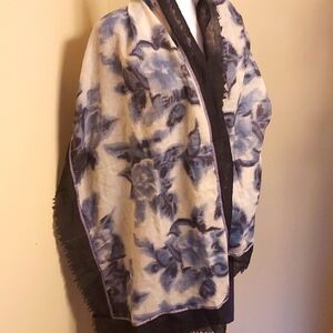 Elegant Blue Floral Scarf